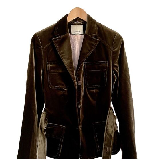 Faconnable Brown Velvet Blazer with Belt - Picture 3 of 9
